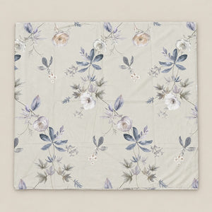 Iris Blue Leaf & Blush Floral 300TC Pure Cotton Sateen Bed Sheet - Home Artisan