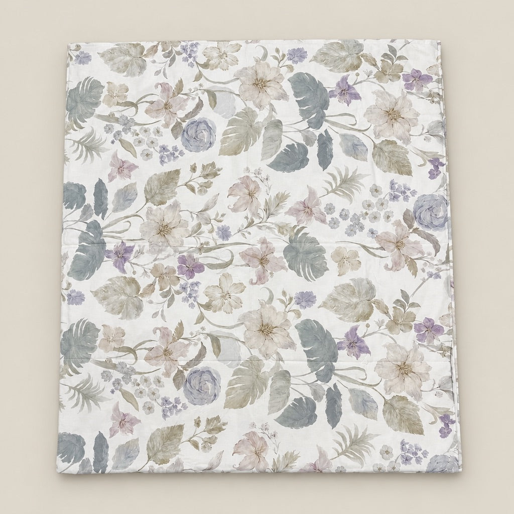 Hellebore Sage & Lilac Garden 300TC Pure Cotton Sateen Bed Sheet - Home Artisan