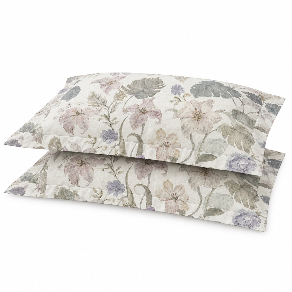 Hellebore Sage & Lilac Garden 300TC Pure Cotton Sateen Bed Sheet - Home Artisan