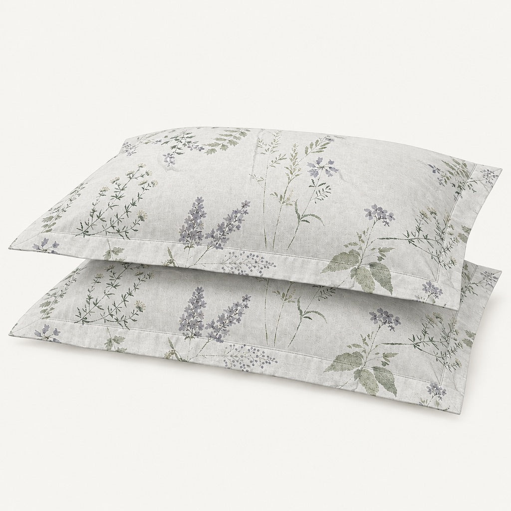 Lavender Ivory Meadow Sprig 300TC Pure Cotton Sateen Bed Sheet - Home Artisan