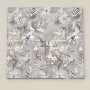 Amaryllis Grey Botanical Bloom 300TC Pure Cotton Sateen Bed Sheet - Home Artisan