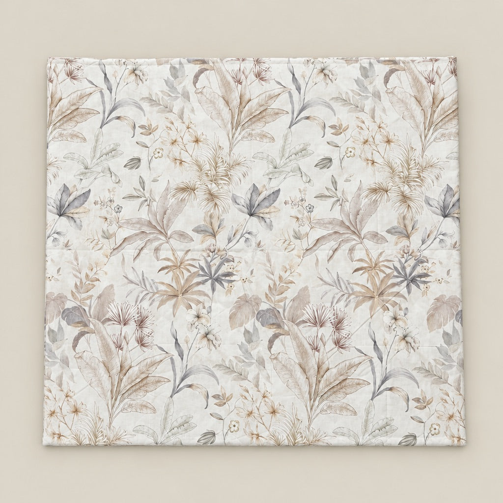Cosmos Neutral Meadow Botanical 300TC Pure Cotton Sateen Bed Sheet - Home Artisan