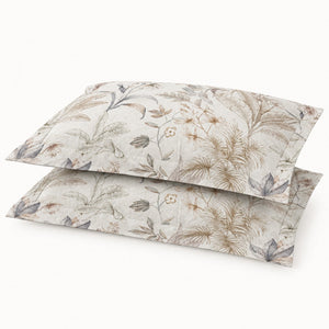 Cosmos Neutral Meadow Botanical 300TC Pure Cotton Sateen Bed Sheet - Home Artisan