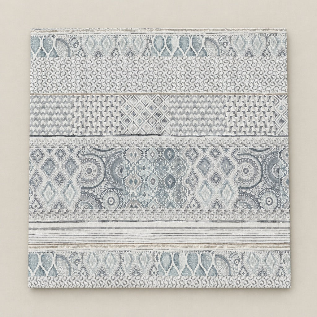 Calla Blue-Grey Geometric Stripe 300TC Pure Cotton Sateen Bed Sheet - Home Artisan
