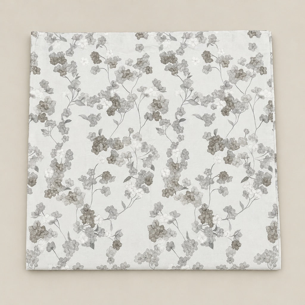 Clematis Grey Trailing Floral 300TC Pure Cotton Sateen Bed Sheet - Home Artisan
