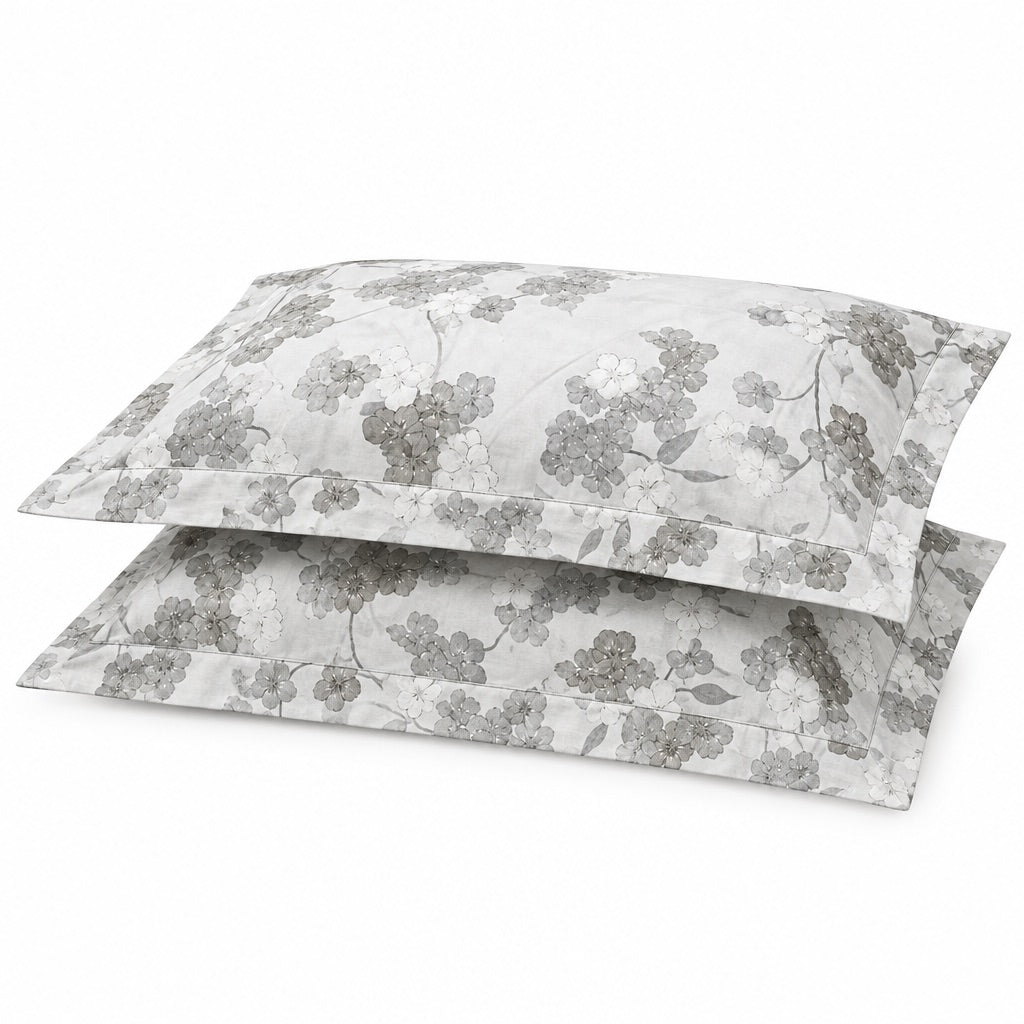 Clematis Grey Trailing Floral 300TC Pure Cotton Sateen Bed Sheet - Home Artisan