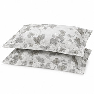 Clematis Grey Trailing Floral 300TC Pure Cotton Sateen Bed Sheet - Home Artisan