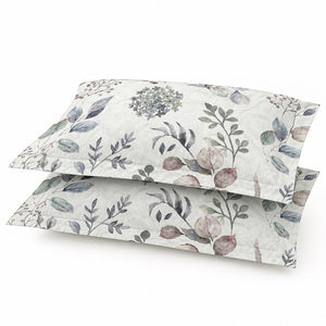 Salvia Multicolour Botanical Sprig 300TC Pure Cotton Sateen Bed Sheet - Home Artisan