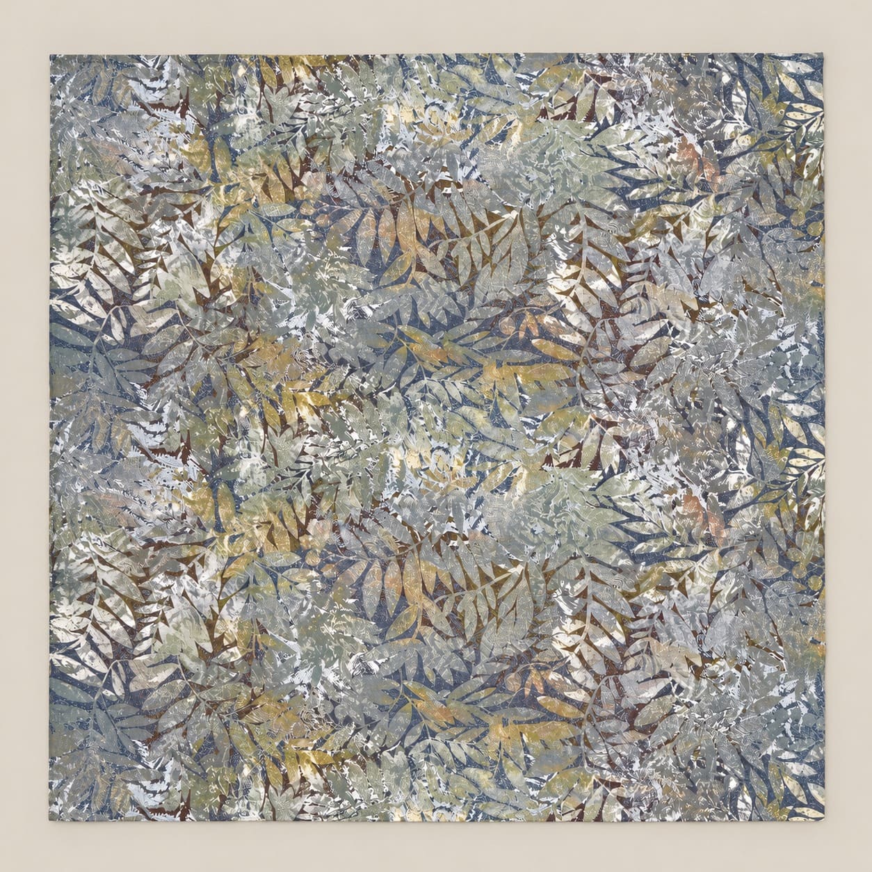 Acacia Slate Blue & Olive Botanical 300TC Pure Cotton Sateen Bed Sheet - Home Artisan