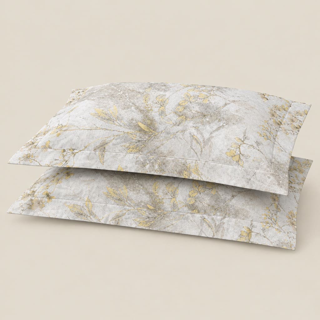 Yarrow Ivory Meadow Botanical 300TC Pure Cotton Sateen Bed Sheet - Home Artisan