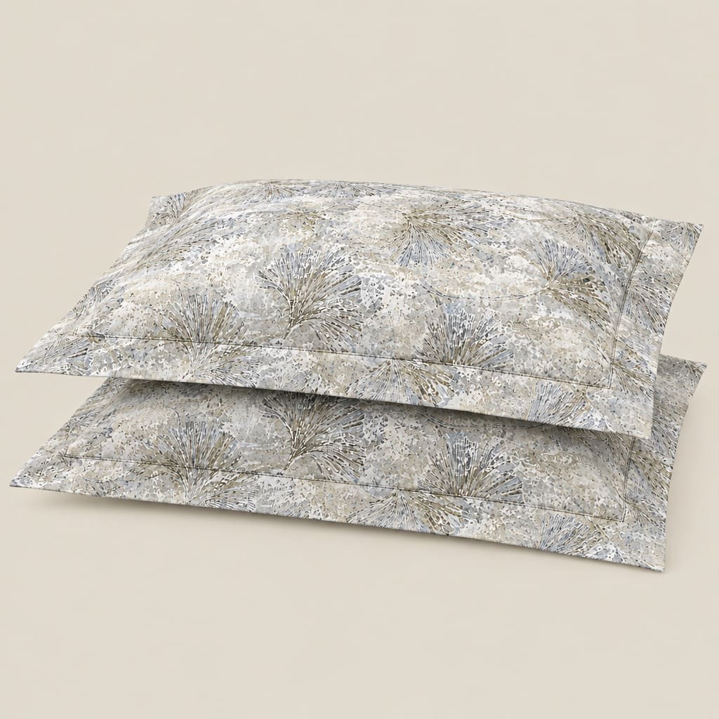Astrantia Blue-Grey Abstract Botanical 300TC Pure Cotton Sateen Bed Sheet - Home Artisan