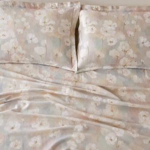 Sakura Blush & Ivory Blossom 300TC Pure Cotton Sateen Bed Sheet - Home Artisan