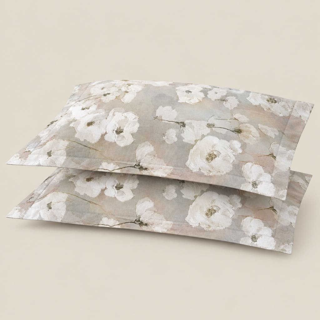 Sakura Blush & Ivory Blossom 300TC Pure Cotton Sateen Bed Sheet - Home Artisan