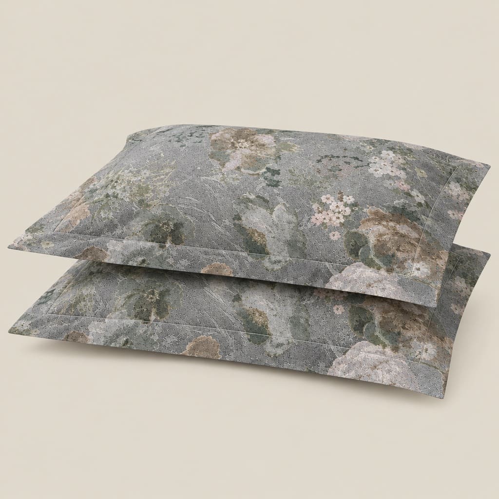 Lisianthus Slate Blue Vintage Bouquet 300TC Pure Cotton Sateen Bed Sheet - Home Artisan