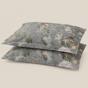 Lisianthus Slate Blue Vintage Bouquet 300TC Pure Cotton Sateen Bed Sheet - Home Artisan