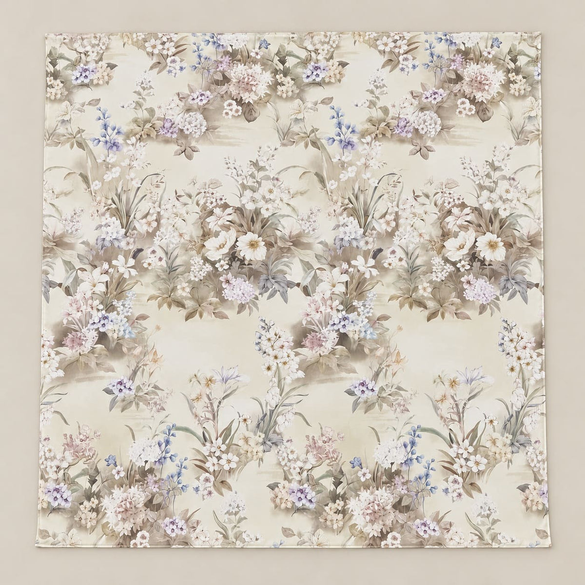 Wisteria Ivory & Lilac Bouquet 300TC Pure Cotton Sateen Bed Sheet - Home Artisan
