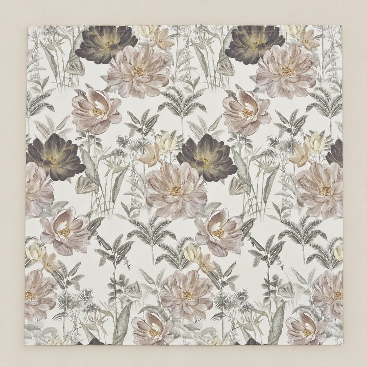 Protea Taupe & Charcoal Garden Floral 300TC Pure Cotton Sateen Bed Sheet - Home Artisan