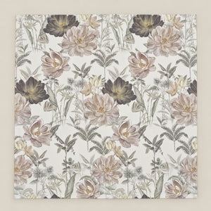 Protea Taupe & Charcoal Garden Floral 300TC Pure Cotton Sateen Bed Sheet - Home Artisan
