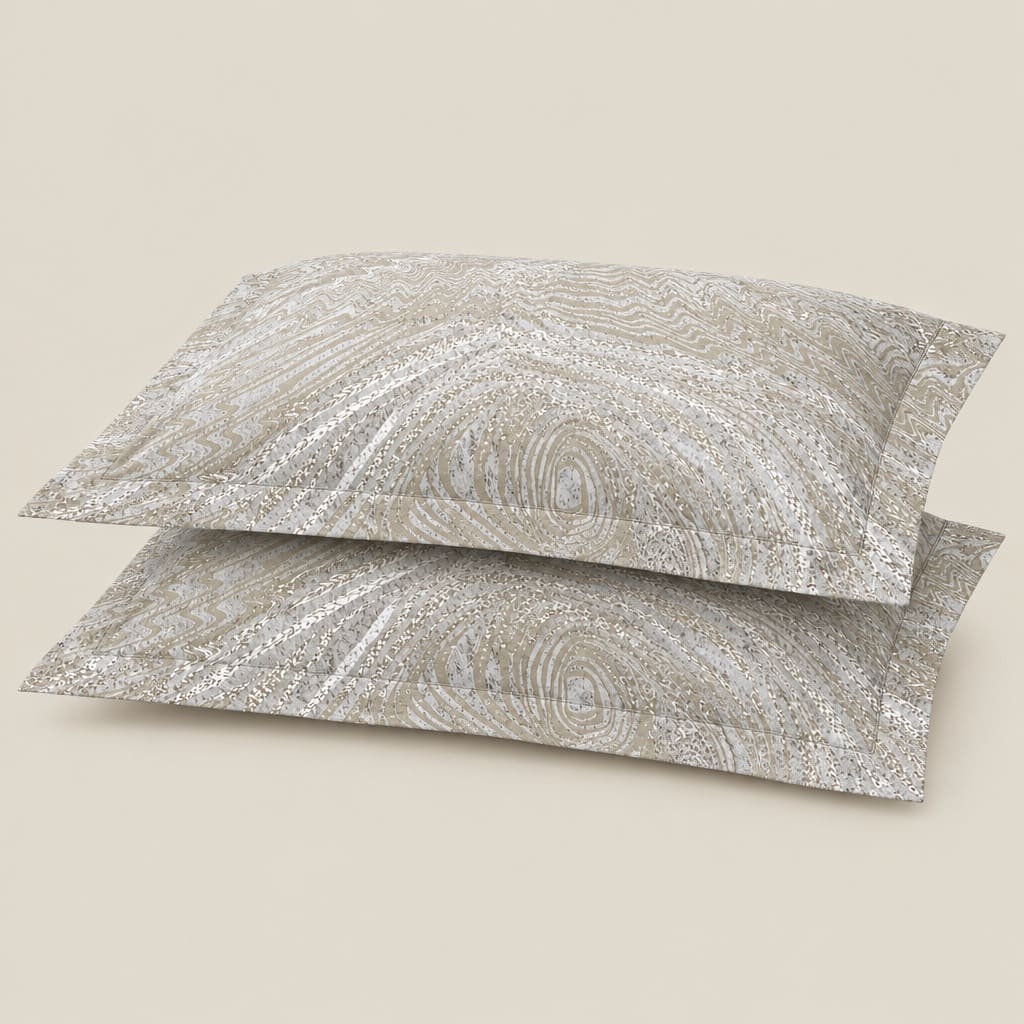 Fleur Taupe Abstract Swirl 300TC Pure Cotton Sateen Bed Sheet - Home Artisan