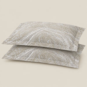 Fleur Taupe Abstract Swirl 300TC Pure Cotton Sateen Bed Sheet - Home Artisan
