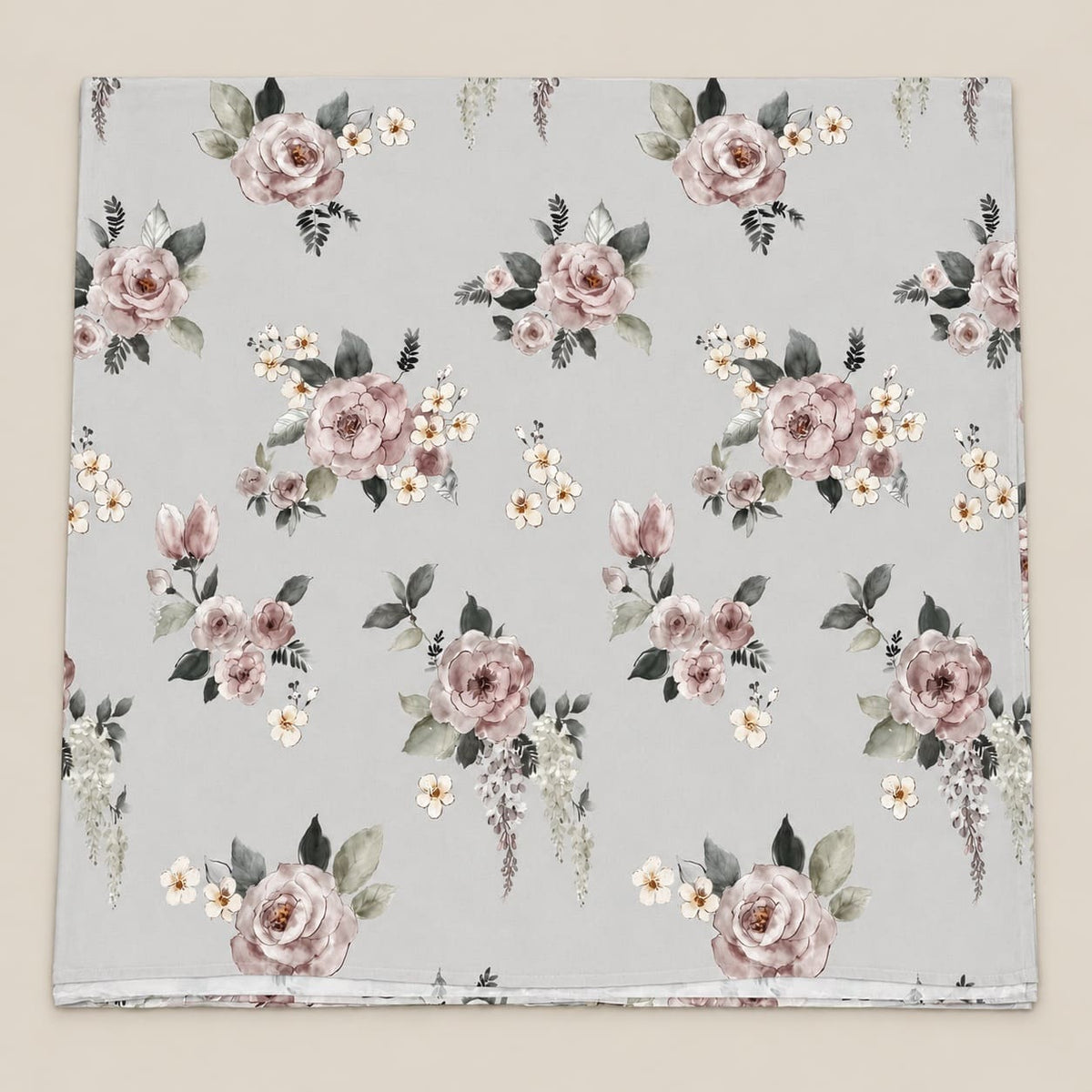 Rosina Grey & Blush Rose Tencel Jacquard Bed Sheet - Home Artisan