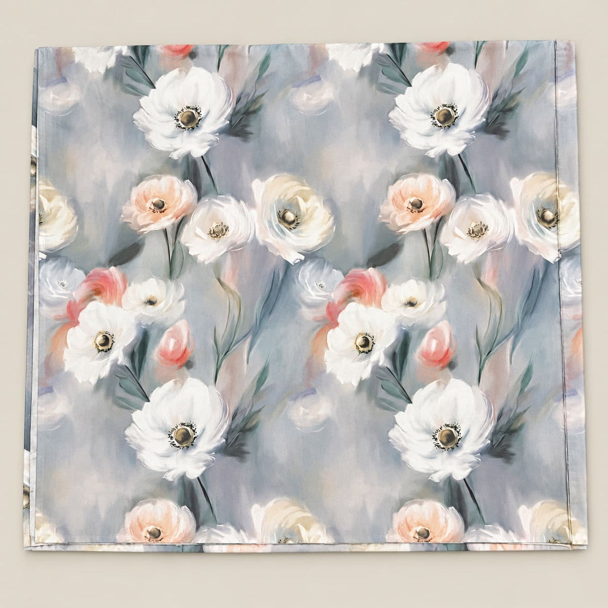 Poppy Blue-Grey Watercolour Floral Tencel Jacquard Bed Sheet - Home Artisan