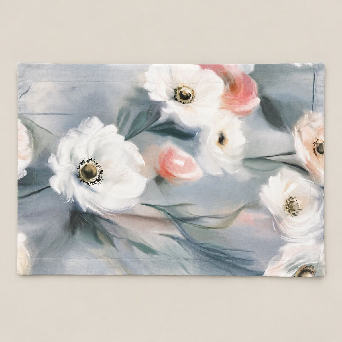 Poppy Blue-Grey Watercolour Floral Tencel Jacquard Bed Sheet - Home Artisan