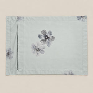Poppy Blue-Grey Watercolour Floral Tencel Jacquard Bed Sheet - Home Artisan