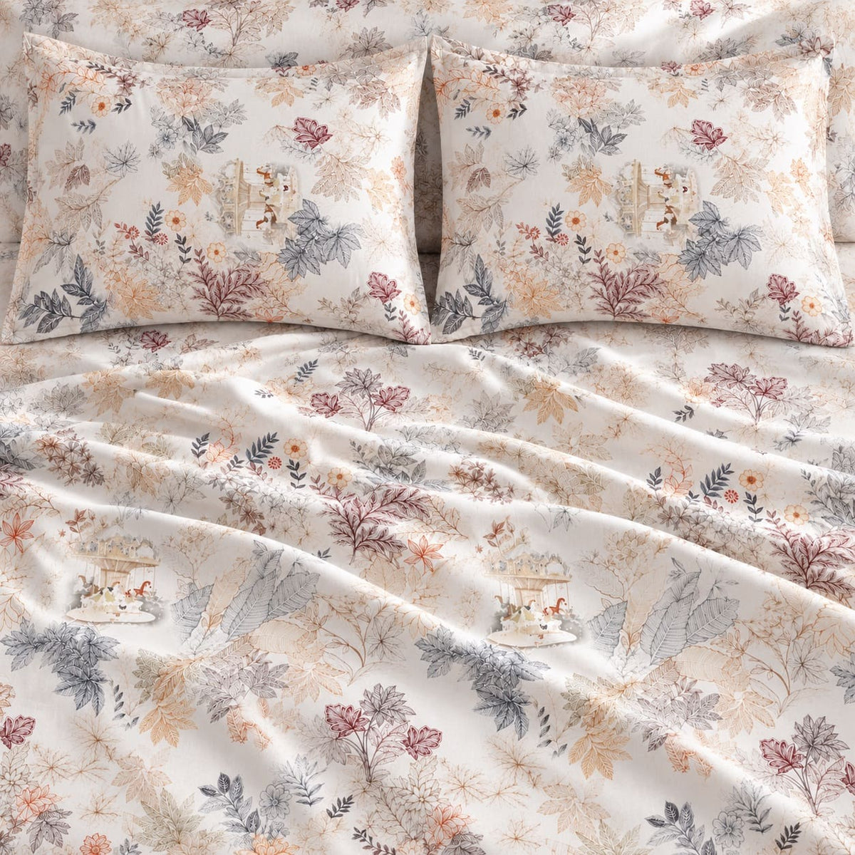 Amaranth Pastel Botanical Garden Tencel Jacquard Bed Sheet - Home Artisan
