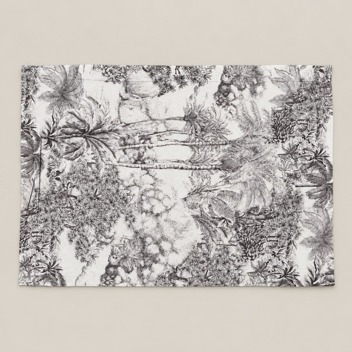 Oleander Charcoal Tropical Toile Tencel Jacquard Bed Sheet - Home Artisan