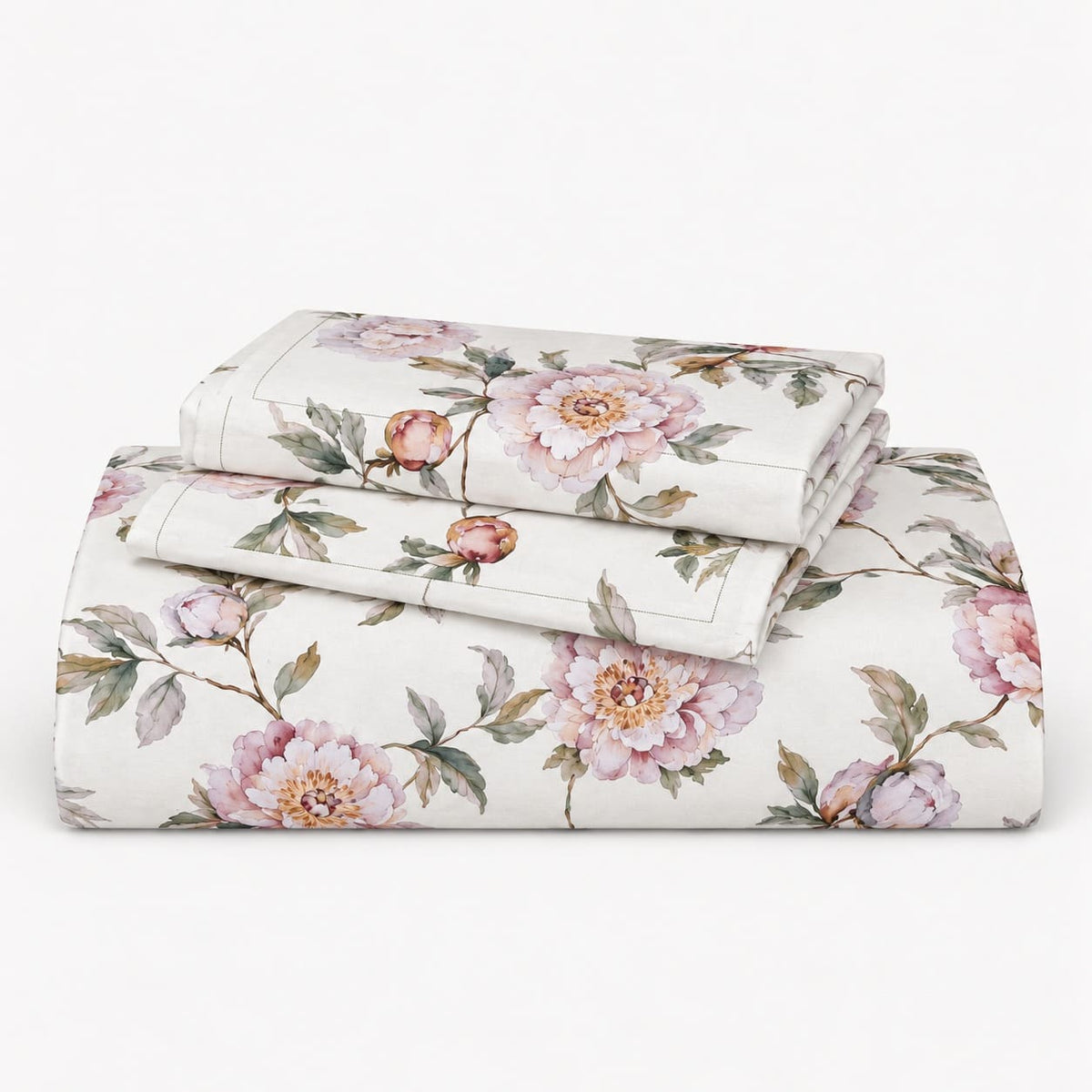 Eglantine Blush Trailing Floral Tencel Jacquard Bed Sheet - Home Artisan
