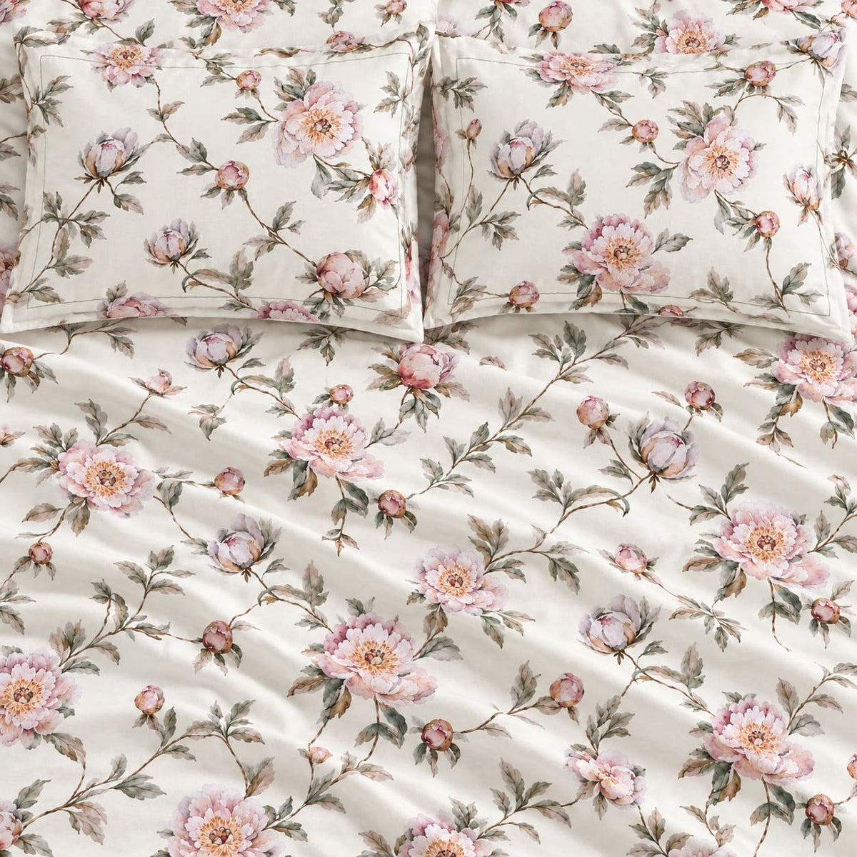 Eglantine Blush Trailing Floral Tencel Jacquard Bed Sheet - Home Artisan