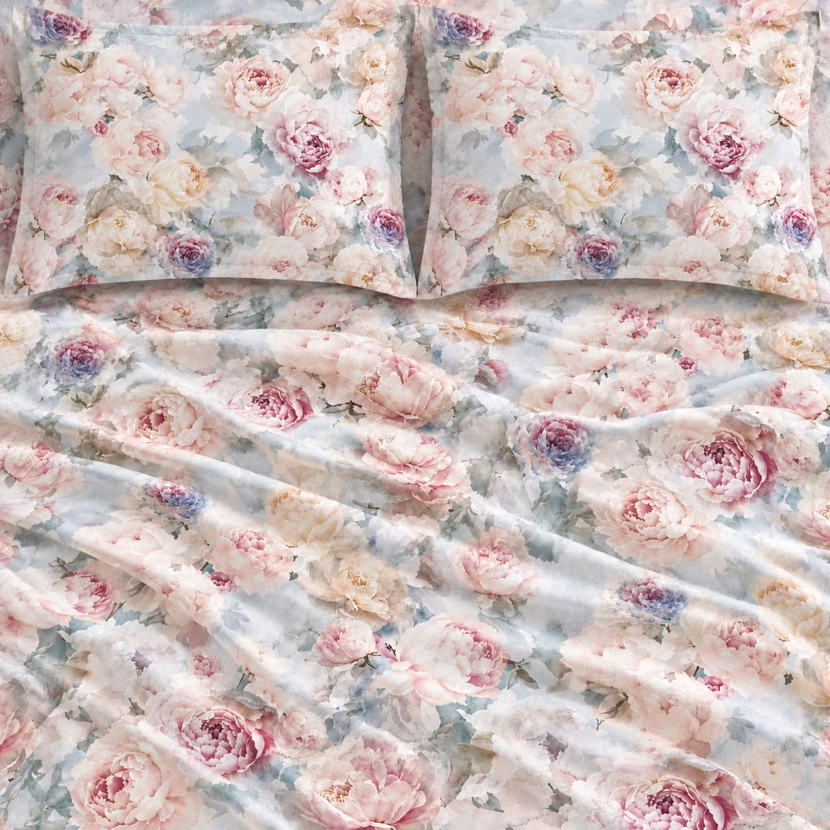 Floriana Pastel Rose Garden Tencel Jacquard Bed Sheet - Home Artisan