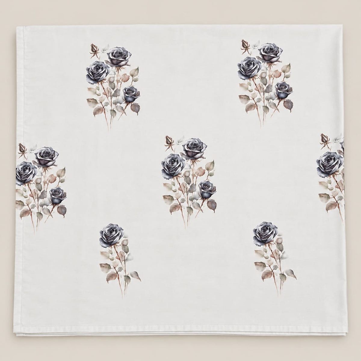 Heliotrope Ivory & Charcoal Rose Tencel Jacquard Bed Sheet - Home Artisan