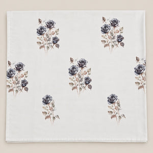Heliotrope Ivory & Charcoal Rose Tencel Jacquard Bed Sheet - Home Artisan
