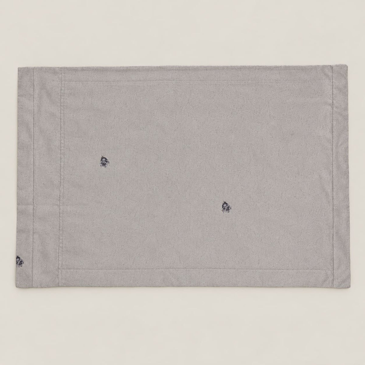 Heliotrope Ivory & Charcoal Rose Tencel Jacquard Bed Sheet - Home Artisan