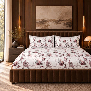 Fritillaria Plum Branch Floral Tencel Jacquard Bed Sheet - Home Artisan