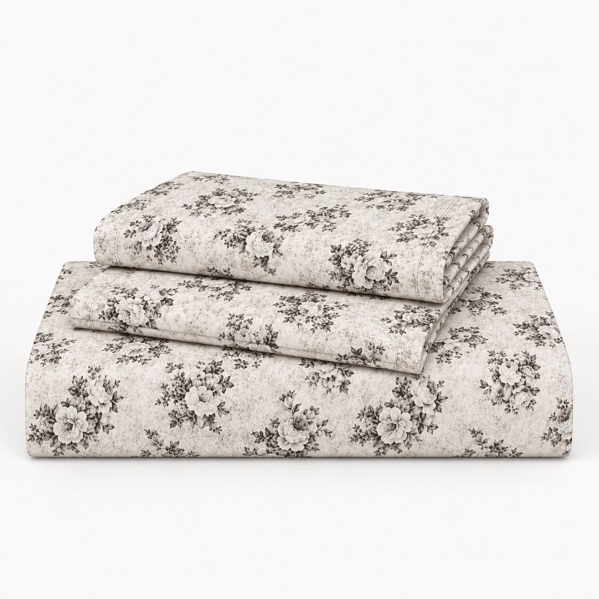 Dianthus Taupe Vintage Floral Tencel Jacquard Bed Sheet - Home Artisan