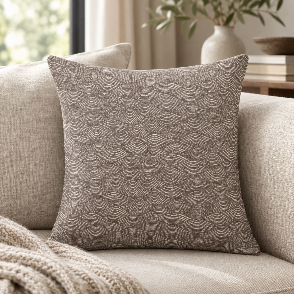 Dorian Taupe Wave Pattern Cushion Cover - Home Artisan