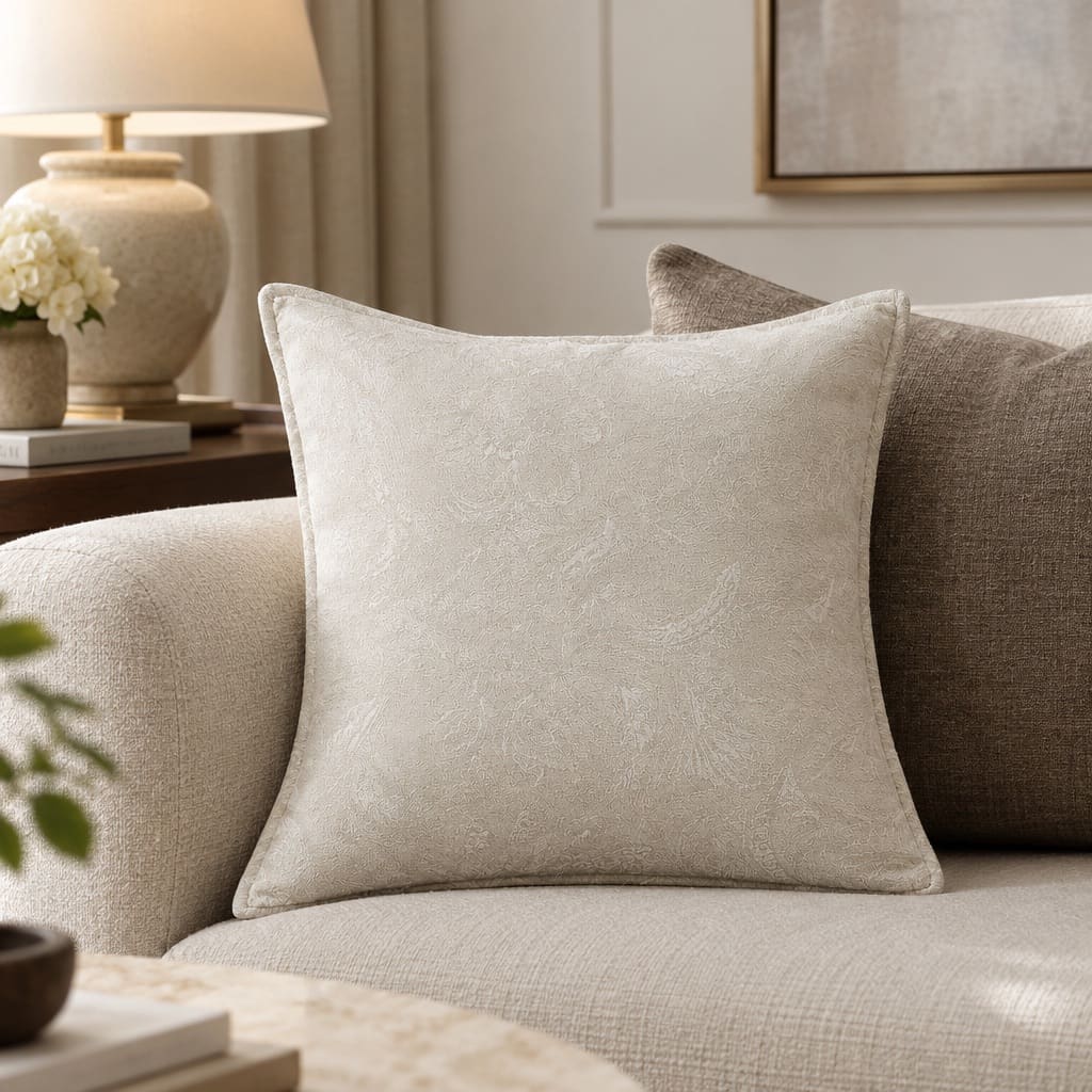 Elara Ivory Tonal Floral Cushion Cover - Home Artisan