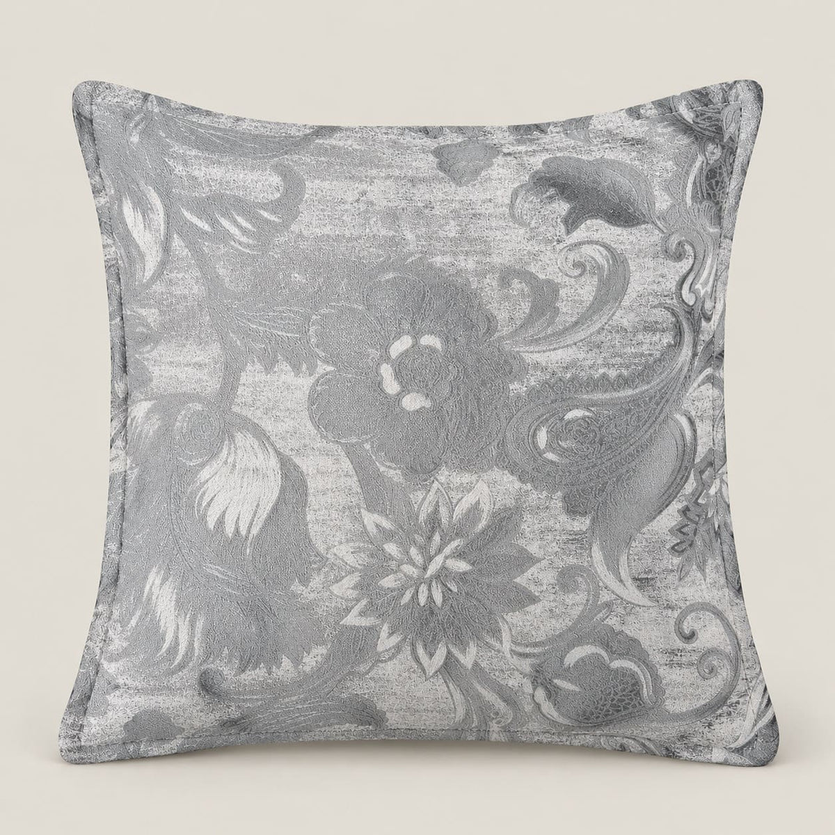 Isadora Silver Grey Floral Cushion Cover - Home Artisan