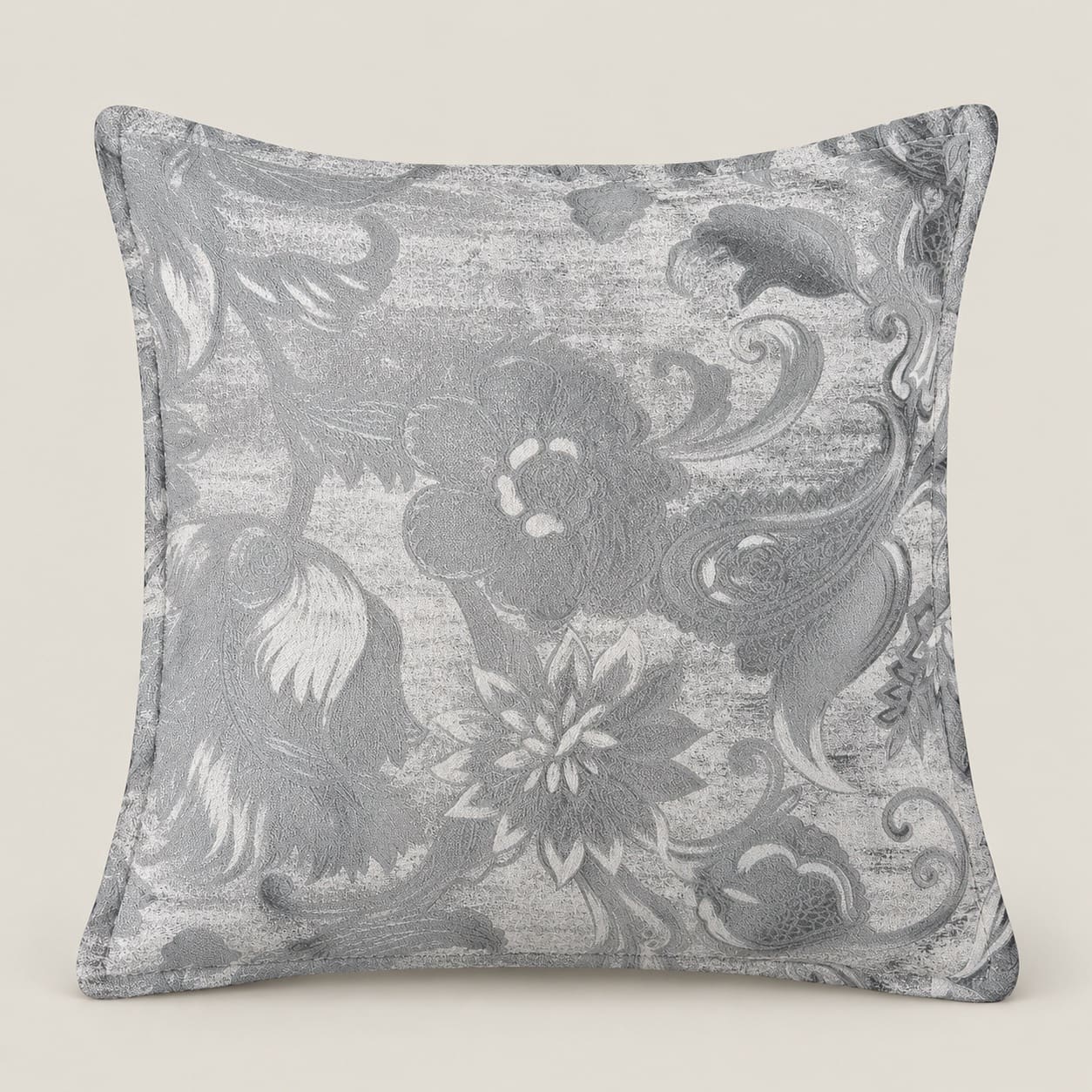 Isadora Silver Grey Floral Cushion Cover - Home Artisan
