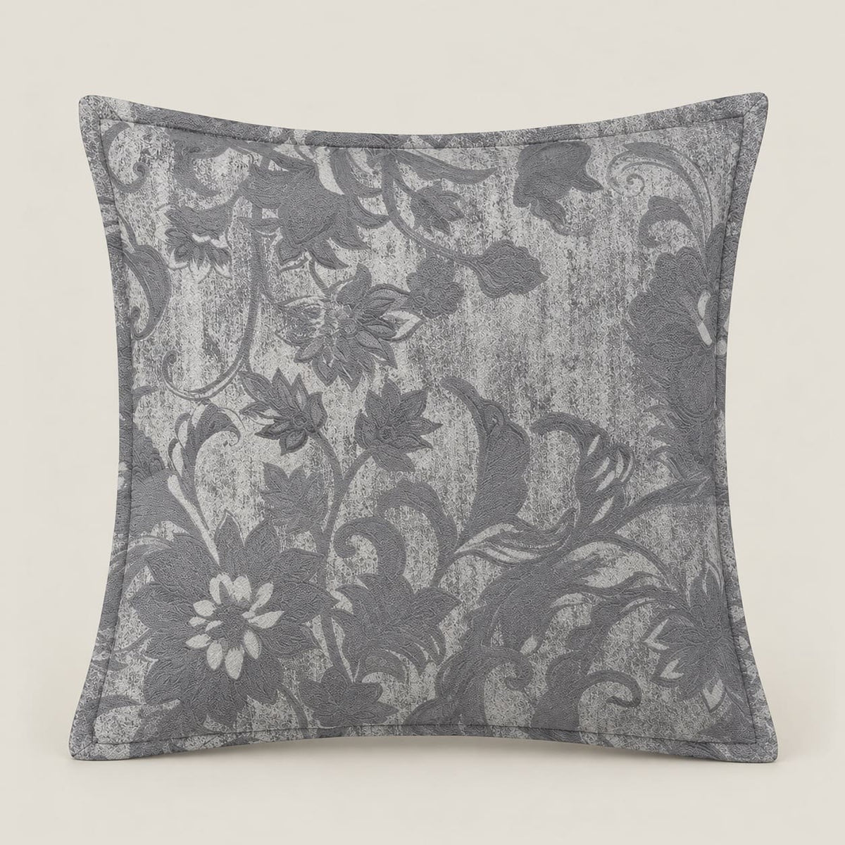 Lucien Charcoal Grey Floral Cushion Cover - Home Artisan