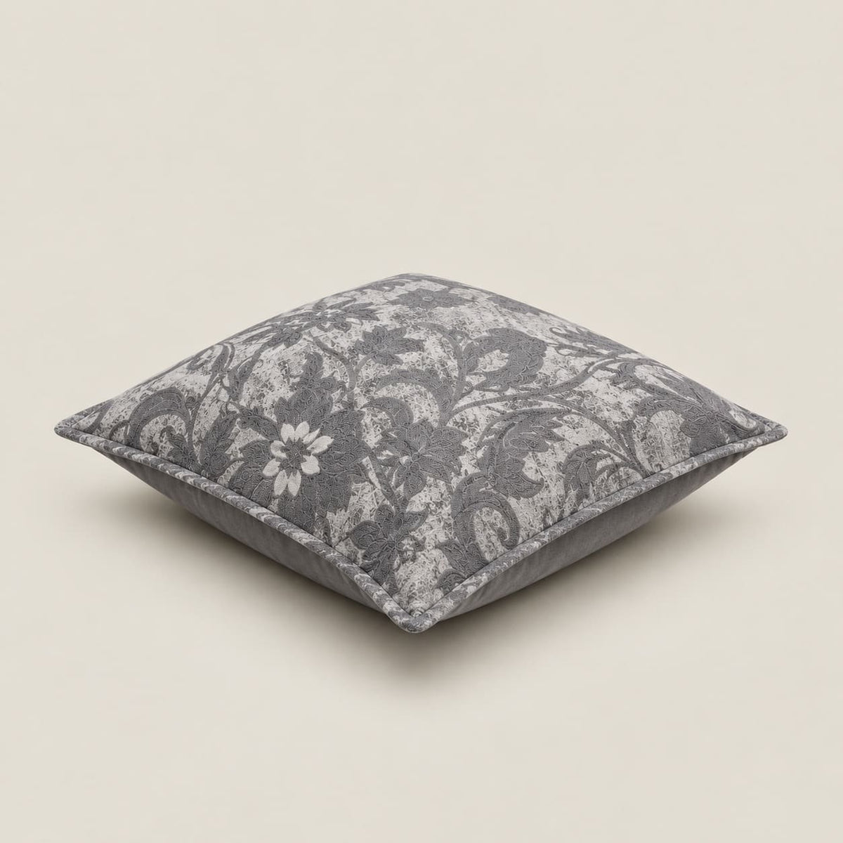 Lucien Charcoal Grey Floral Cushion Cover - Home Artisan