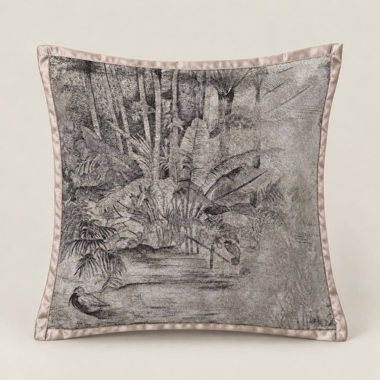 Sylvana Grey Tropical Landscape Cushion Cover - Home Artisan