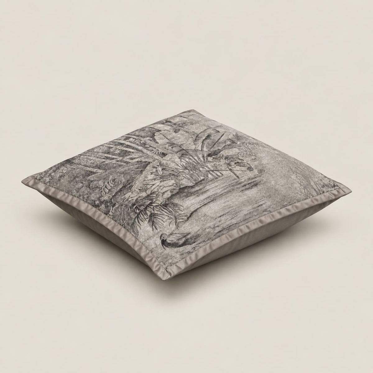 Sylvana Grey Tropical Landscape Cushion Cover - Home Artisan