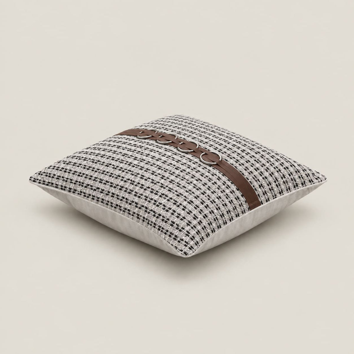 Huxley Black and White Textured Cushion Cover with Ring Detail - Home Artisan