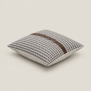 Huxley Black and White Textured Cushion Cover with Ring Detail - Home Artisan