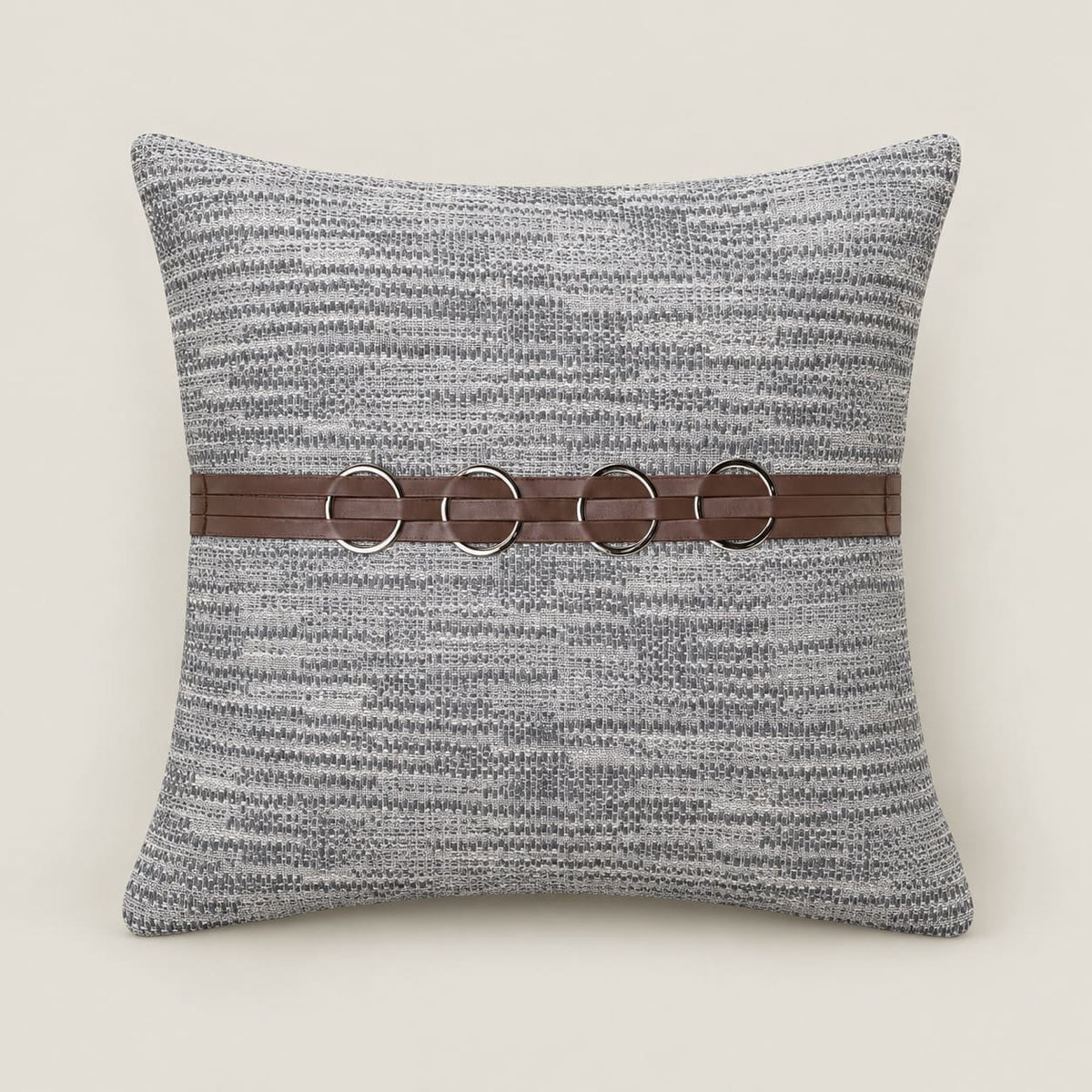 Camden Grey Textured Cushion Cover with Ring Detail - Home Artisan