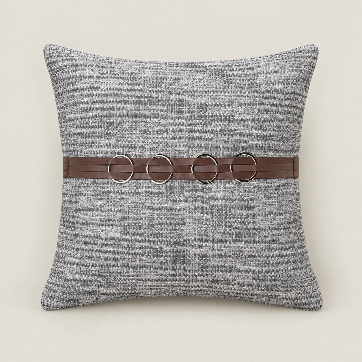 Camden Grey Textured Cushion Cover with Ring Detail - Home Artisan
